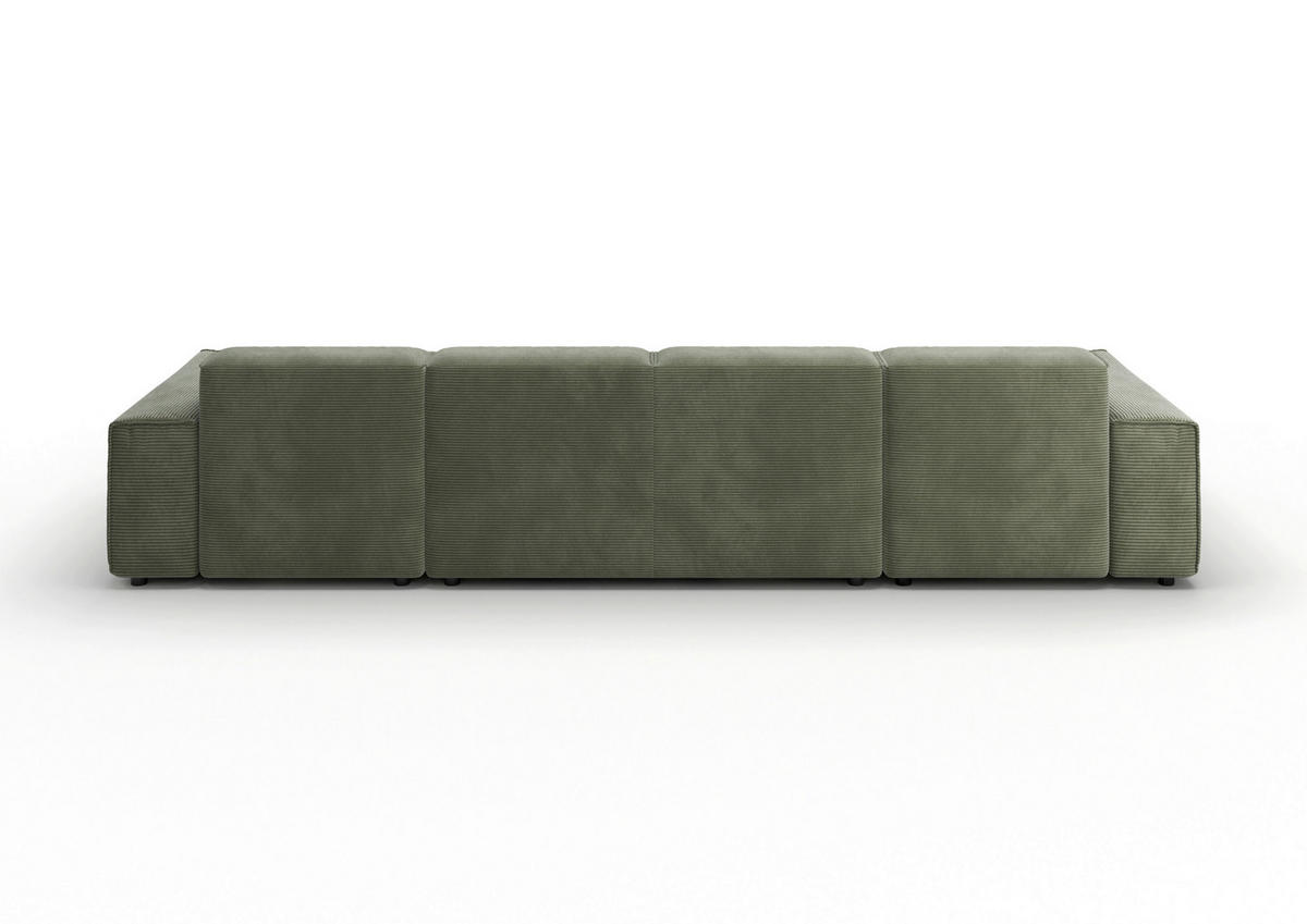 WOHNLANDSCHAFT Khaki Cord  - Khaki/Schwarz, MODERN, Kunststoff/Textil (189/340/189cm) - Pure Home Lifestyle