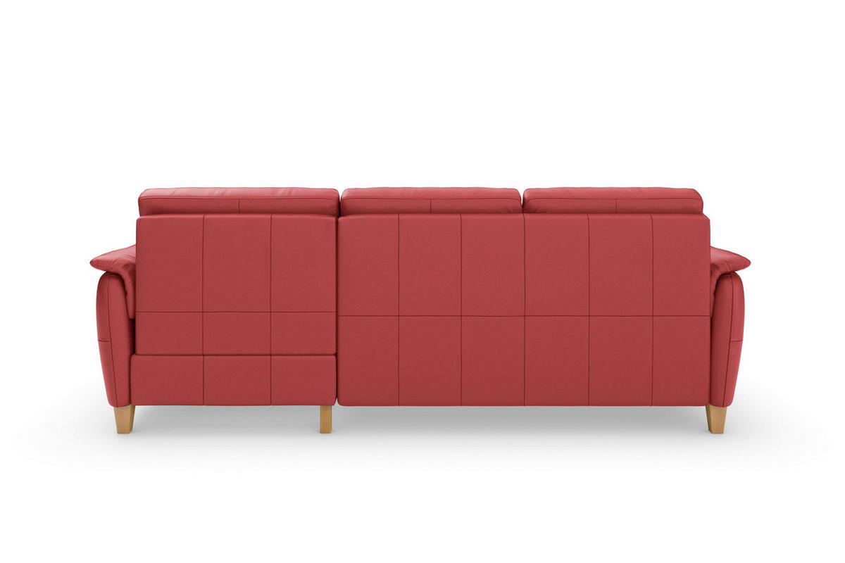 ROHOVÁ SEDAČKA, koža, červená - farba duba/červená, Basics, koža/drevo (244/163cm) - Sit & More