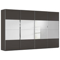 SCHWEBETÜRENSCHRANK 361/223/68 cm,  in Graphitfarben, 4 Tür(en)  - Chromfarben/Graphitfarben, Design, Glas/Holzwerkstoff (361/223/68cm) - Novel