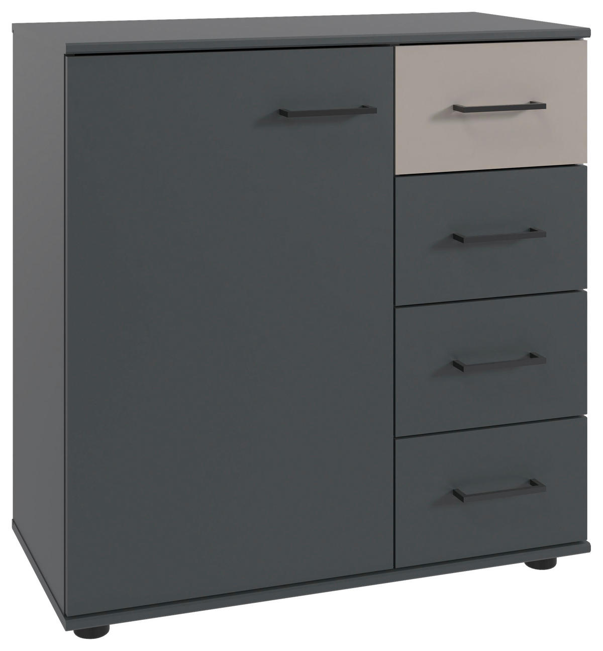 KOMMODE , 81/83/41 cm, 4 Schublade(n)  - Schwarz/Graphitfarben, Konventionell, Holzwerkstoff/Kunststoff (81/83/41cm) - Carryhome