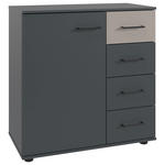 KOMMODE , 81/83/41 cm, 4 Schublade(n)  - Schwarz/Graphitfarben, KONVENTIONELL, Holzwerkstoff/Kunststoff (81/83/41cm) - Carryhome