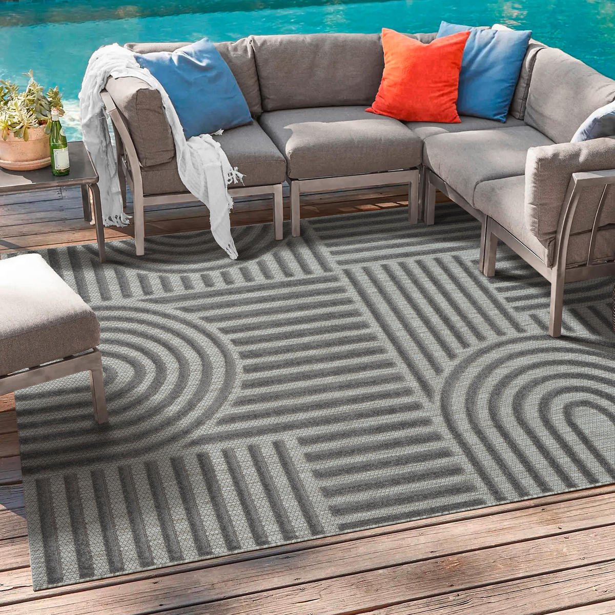 OUTDOORTEPPICH 80/150 cm Berlin Grau  - Grau, Basics, Kunststoff/Textil (80/150cm)