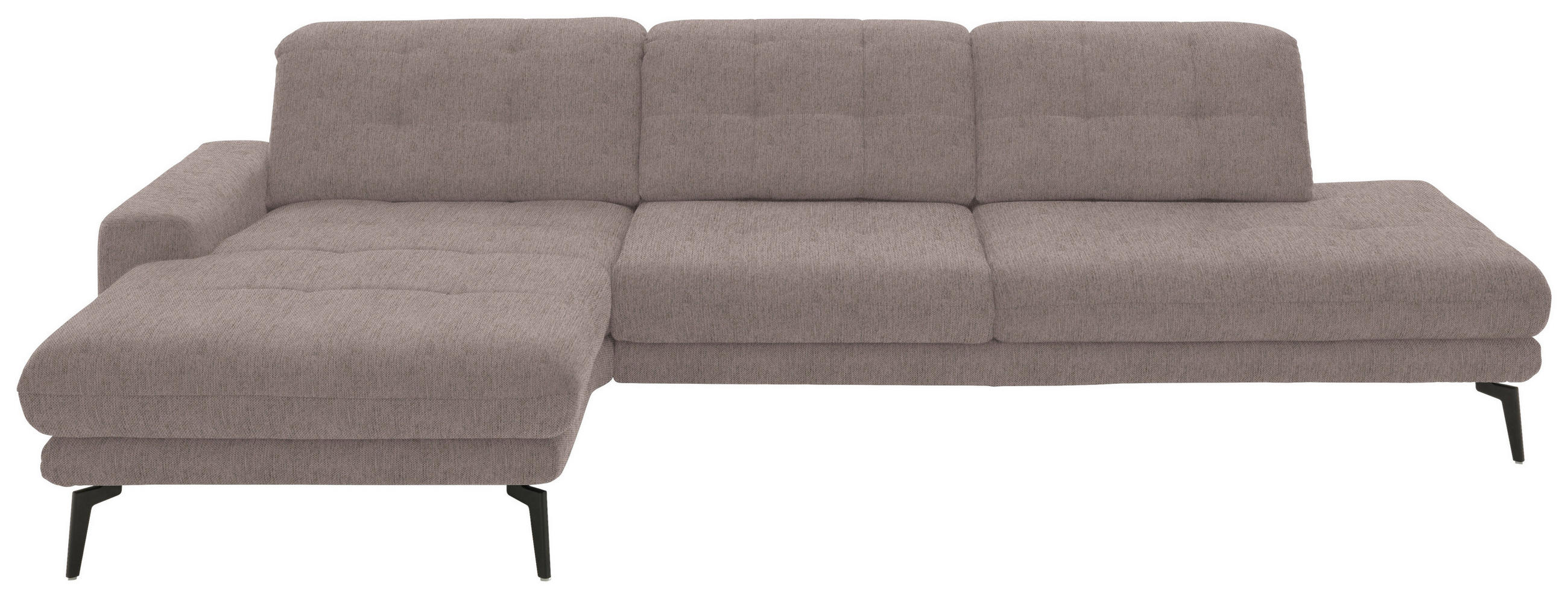 ECKSOFA in Flachgewebe Silberfarben  - Silberfarben/Schwarz, Design, Textil/Metall (190/309cm) - Beldomo Style