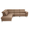 ECKSOFA in Echtleder Braun  - Alufarben/Braun, Design, Leder/Metall (239/271cm) - Cantus