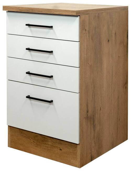 SCHUBKASTENUNTERSCHRANK 50/85/57 cm in Eichefarben, Magnolie - Eichefarben/Magnolie, KONVENTIONELL, Holzwerkstoff/Metall (50/85/57cm) - FlexWell