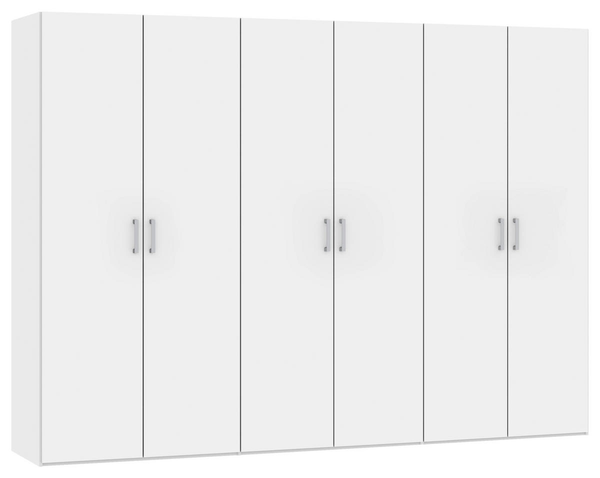 DREHTÜRENSCHRANK 303/236/59 cm 6-türig Weiß  - Chromfarben/Weiß, Design, Holzwerkstoff (303/236/59cm) - Boxxx