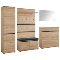 GARDEROBE 6-teilig 276/200/40 cm  - Anthrazit/Buchefarben, Design, Holzwerkstoff/Textil (276/200/40cm) - Carryhome