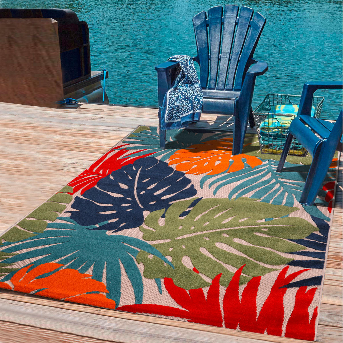 TEPIH ZA UNUTAR./VANJ. UPORAB 200/290 cm   plava, zelena  Floral  - zelena/plava, Lifestyle, tekstil/plastika (200/290cm)