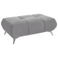 HOCKER in Textil Hellgrau  - Edelstahlfarben/Hellgrau, Design, Textil/Metall (120/43/70cm) - Hom`in