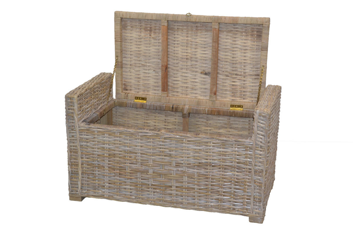 SITZBANK Grau Rattan  - Grau, KONVENTIONELL, Holz (45/90/51cm) - MID.YOU