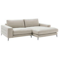 ECKSOFA  in Velours Creme  253/177 cm  - Creme/Schwarz, Design, Textil/Metall (253/177cm) - Dieter Knoll
