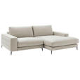 ECKSOFA  in Velours Creme  253/177 cm  - Creme/Schwarz, Design, Textil/Metall (253/177cm) - Dieter Knoll