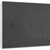 DREHTÜRENSCHRANK in Weiss, Grau  - Chromfarben/Weiss, Modern, Glas/Holzwerkstoff (250/216/58cm) - MID.YOU