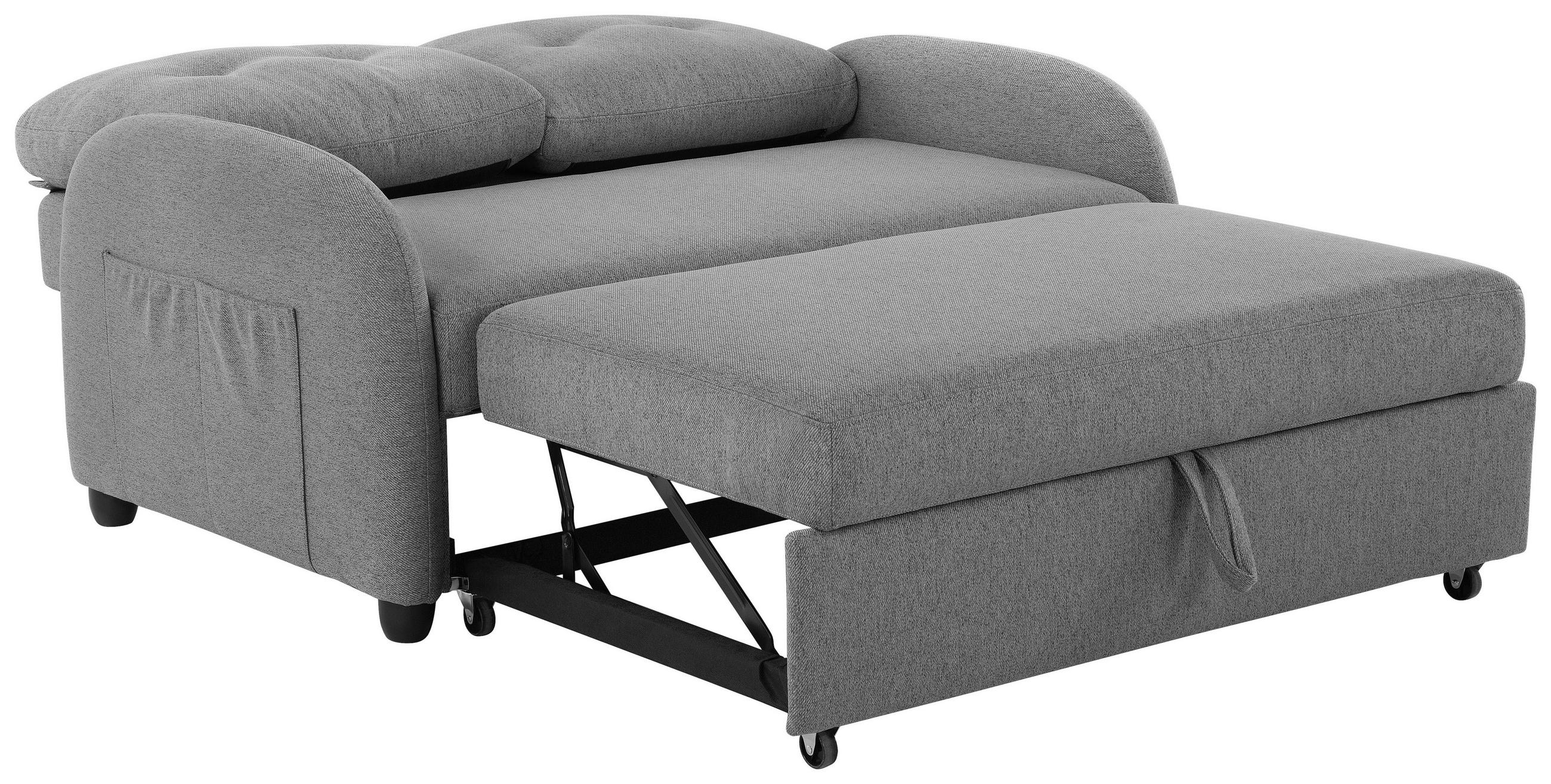 SCHLAFSOFA Leinenoptik Dunkelgrau  - Dunkelgrau/Schwarz, Design, Kunststoff/Textil (140/94/95cm) - Livetastic