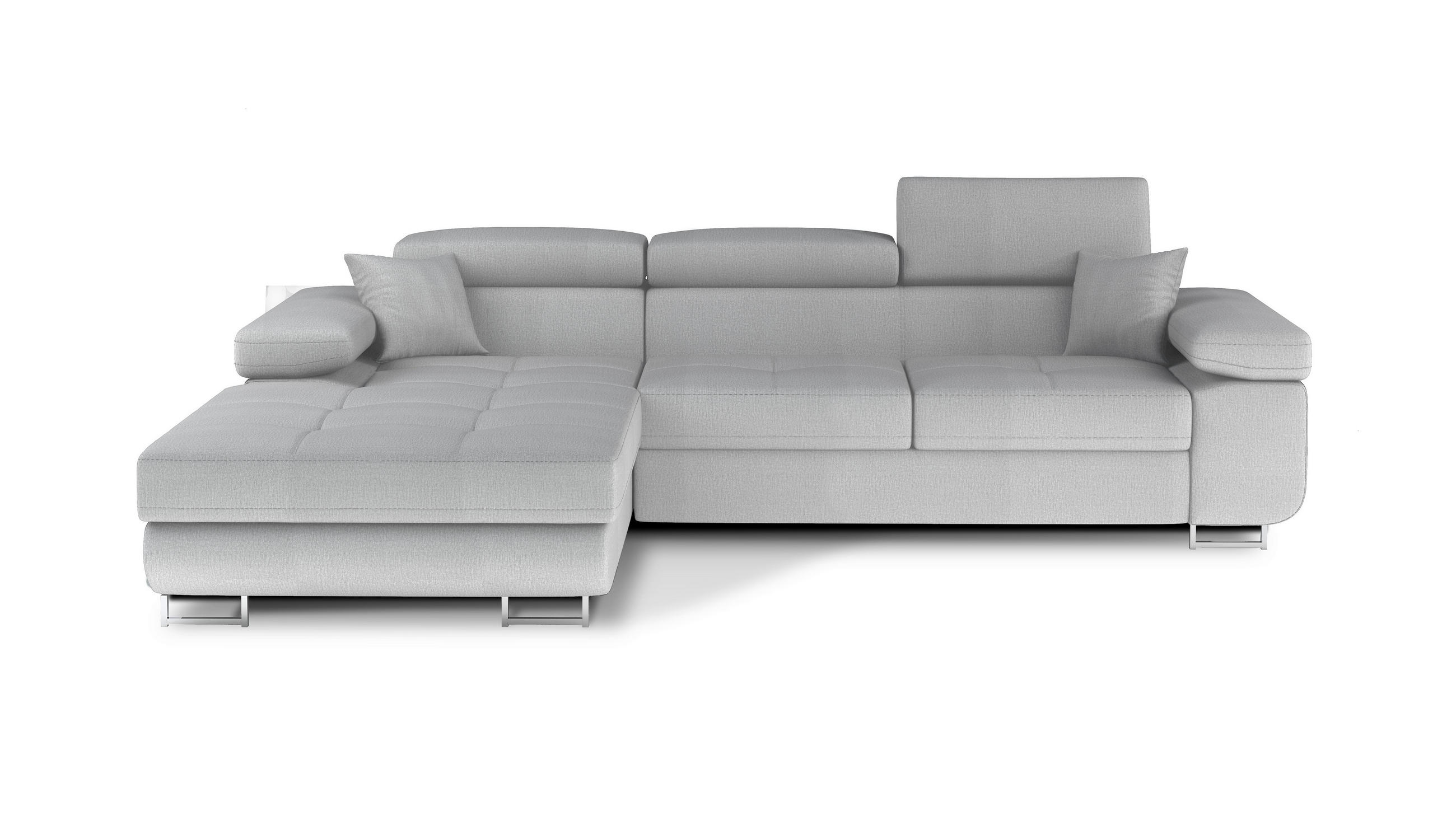 ECKSOFA in Samt Hellgrau  203/289 cm  - Chromfarben/Hellgrau, Design, Textil/Metall (203/289cm) - MID.YOU