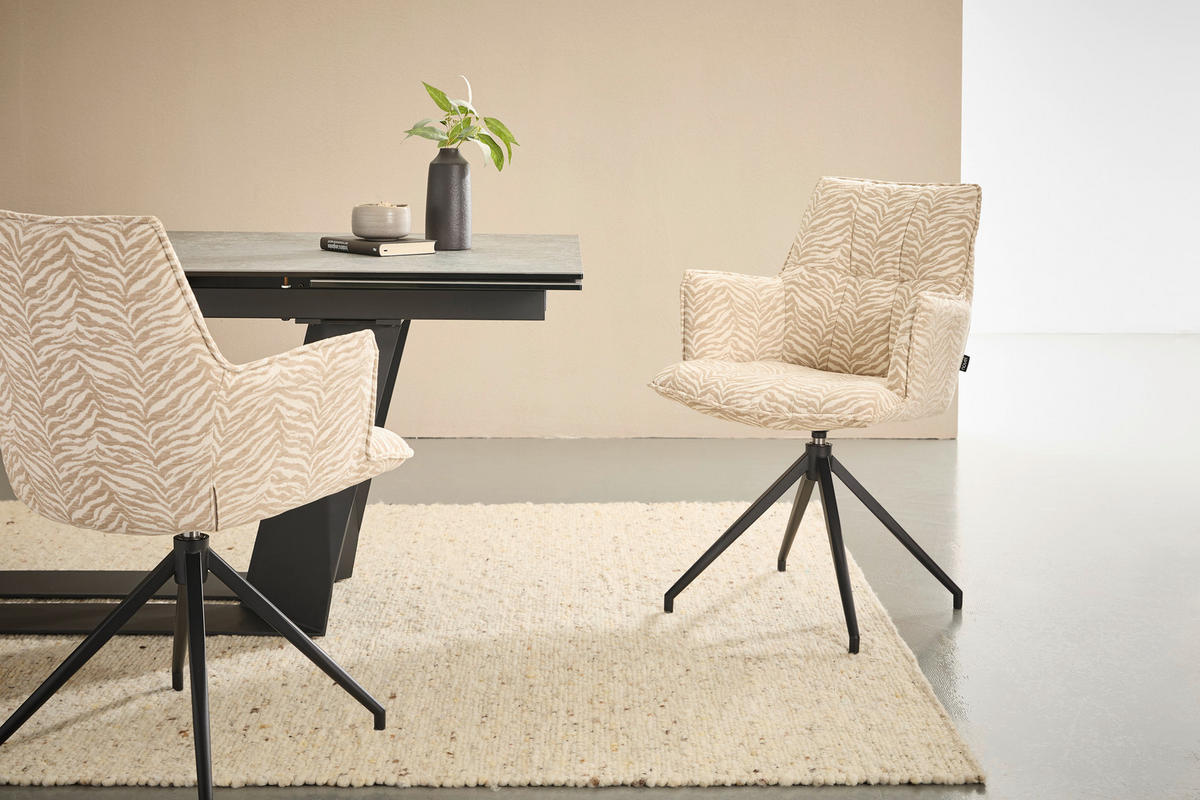 STOL MED ARMSTÖD järn jacquard  - vit/beige, Design, metall/textil (59/89,5/63cm) - Novel