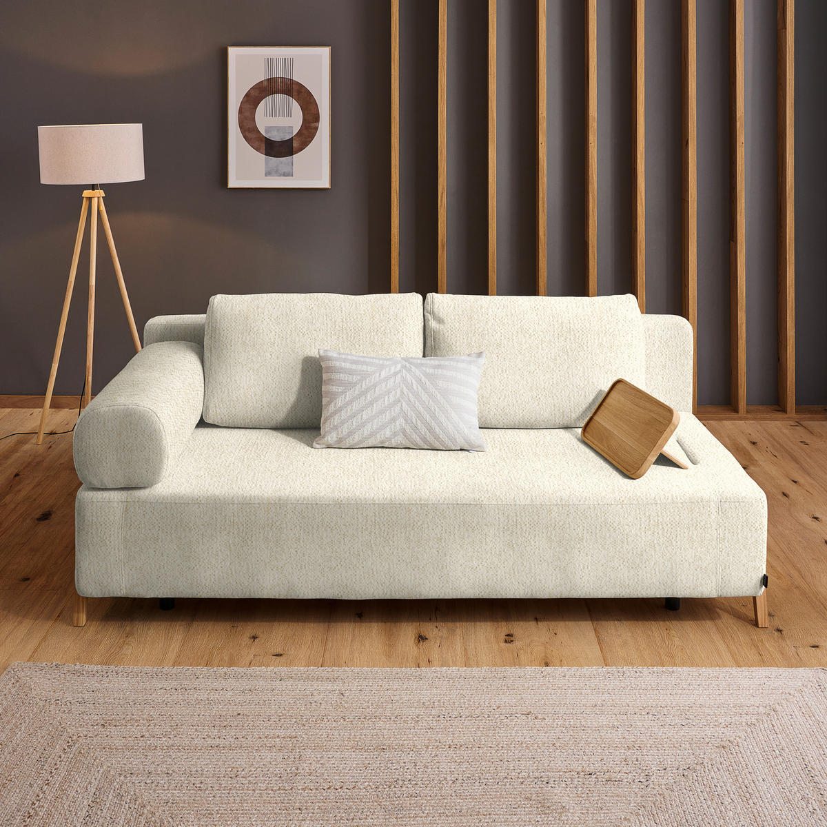 SCHLAFSOFA in Holz, Textil Creme  - Creme/Naturfarben, Design, Holz/Textil (211/88/102cm) - Niels Andersson