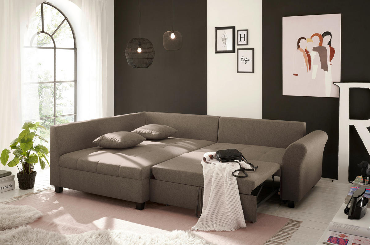 ECKSOFA in Webstoff Braun  - Schwarz/Braun, Modern, Kunststoff/Textil (175/252cm) - Livetastic