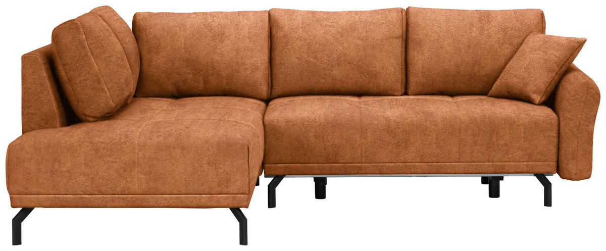 ECKSOFA in Webstoff Rostfarben  191/250 cm  - Rostfarben/Schwarz, LIFESTYLE, Textil/Metall (191/250cm) - Carryhome