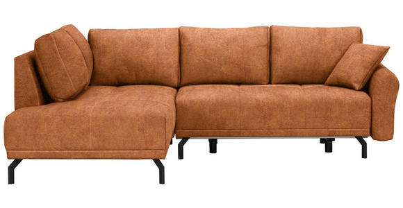 ECKSOFA  in Webstoff Rostfarben  191/250 cm  - Rostfarben/Schwarz, LIFESTYLE, Textil/Metall (191/250cm) - Carryhome
