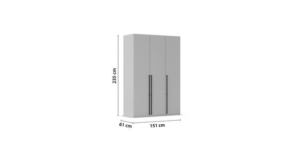 DREHTÜRENSCHRANK 151/235/61 cm,  in Graphitfarben, 3-türig  - Schwarz/Graphitfarben, Basics, Holzwerkstoff/Metall (151/235/61cm) - Novel
