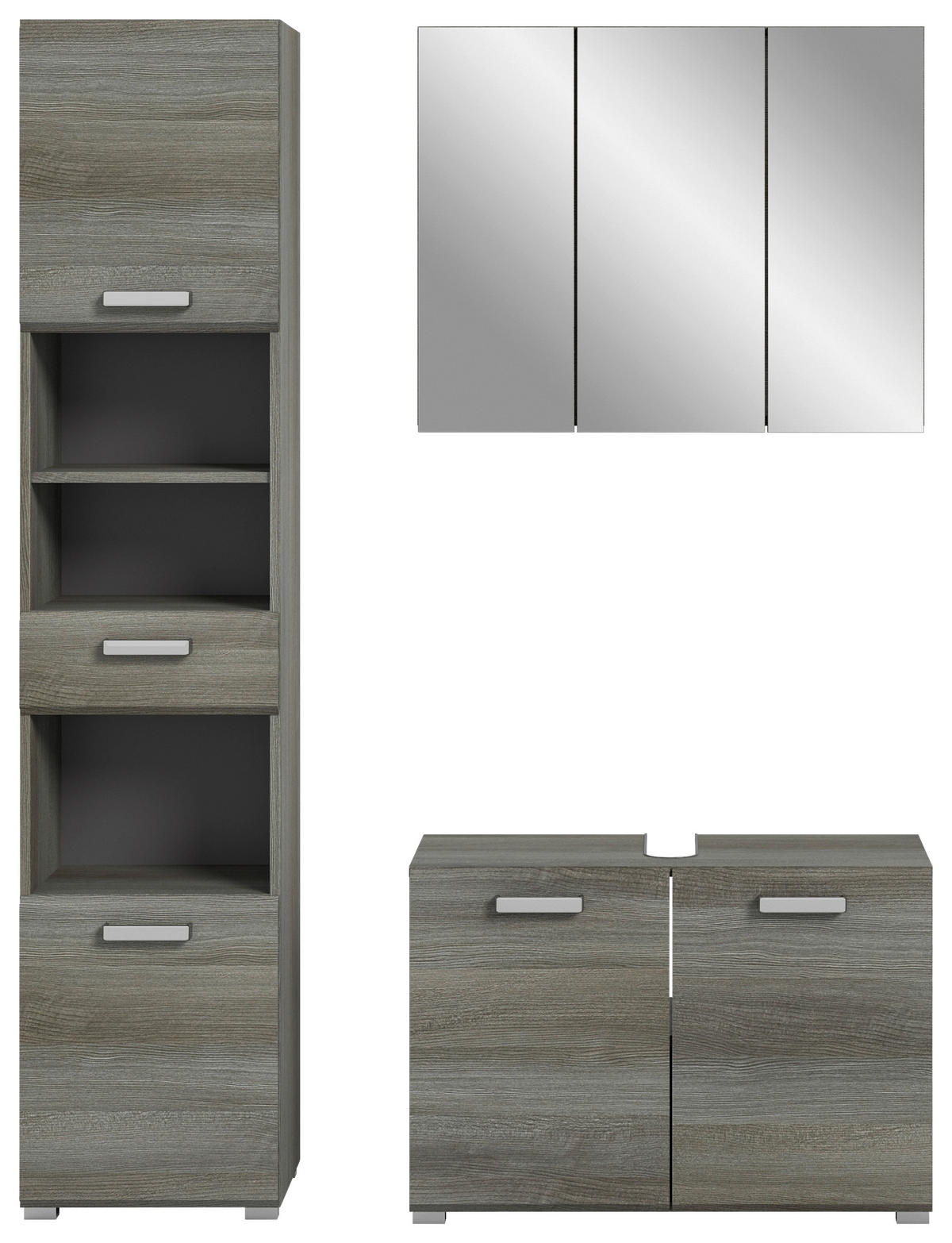 WASCHBECKENUNTERSCHRANK 60/55/37 cm  - Silberfarben/Grau, MODERN, Holzwerkstoff/Kunststoff (60/55/37cm) - MID.YOU