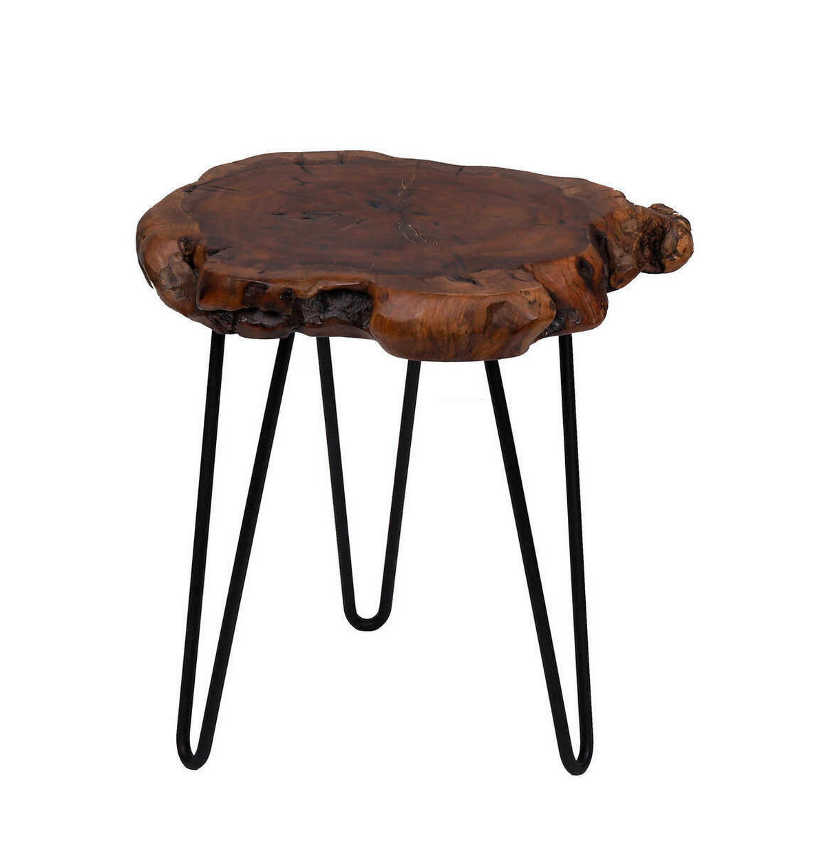 ODKLÁDACÍ STOLEK, přírodní barvy, tmavě hnědá - tmavě hnědá/černá, Basics, kov/dřevo (30/30/40cm)