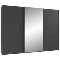SCHWEBETÜRENSCHRANK 300/216/65 cm 3-türig Graphitfarben, Schwarz  - Schwarz/Graphitfarben, KONVENTIONELL, Glas/Holzwerkstoff (300/216/65cm) - Stylife
