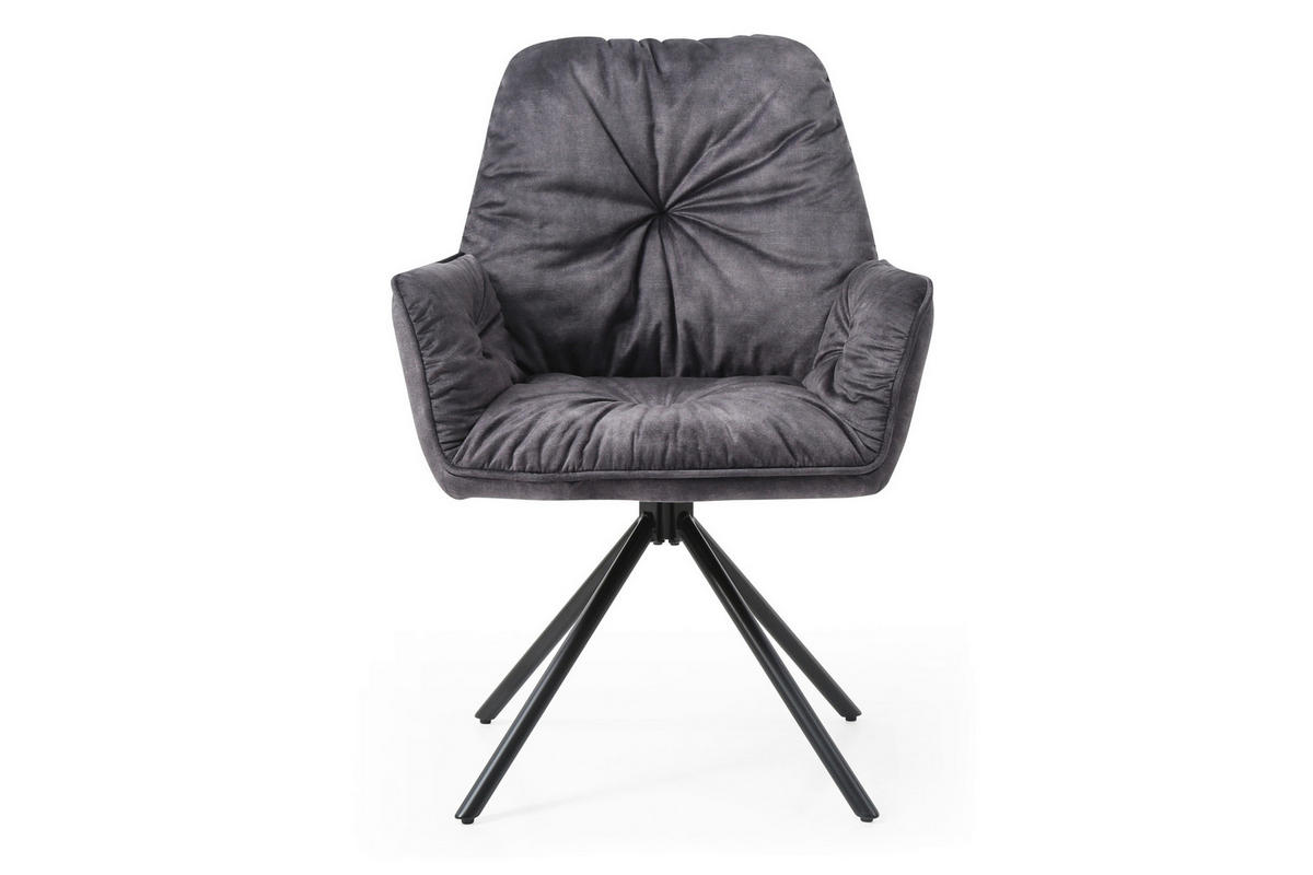 ARMLEHNSTUHL  in Samt, Velours  - Schwarz, MODERN, Textil/Metall (61/90/59cm) - Livetastic