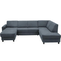 WOHNLANDSCHAFT in Webstoff Blaugrau  - Blaugrau/Schwarz, Design, Holz/Textil (165/296/198cm) - Xora