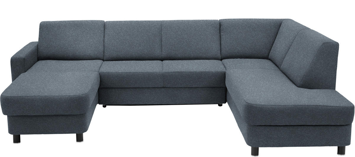 WOHNLANDSCHAFT in Webstoff Blaugrau  - Blaugrau/Schwarz, Design, Holz/Textil (165/296/198cm) - Xora