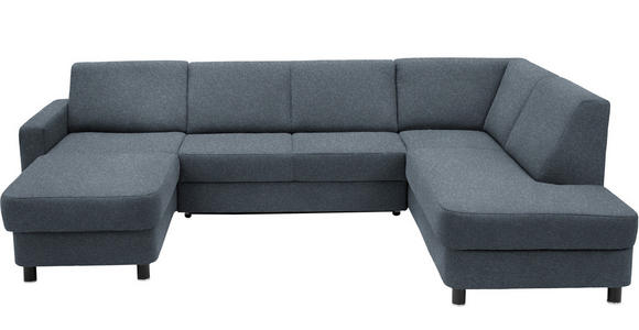 WOHNLANDSCHAFT in Webstoff Blaugrau - Blaugrau/Schwarz, Design, Holz/Textil (165/296/198cm) - Xora