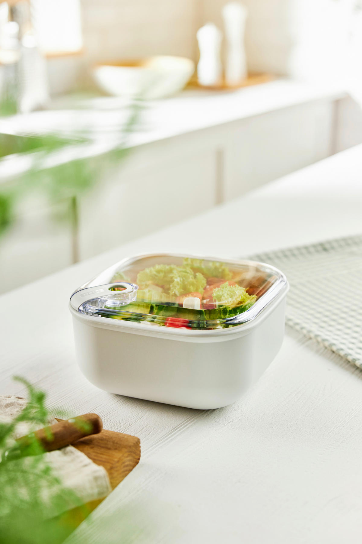 FRISCHHALTEDOSE 1 L  - Transparent/Weiß, Basics, Kunststoff (19,5/19,5/10,5cm) - Rotho