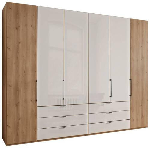 DREHTÜRENSCHRANK in Champagner, Eiche Bianco - Schieferfarben/Eiche Bianco, Konventionell, Glas/Holzwerkstoff (300/216/58cm) - Dieter Knoll