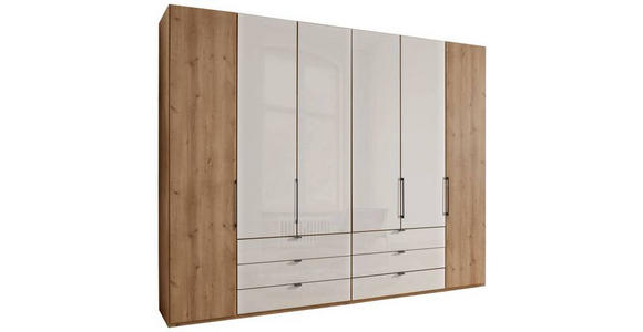 DREHTÜRENSCHRANK  in Champagner, Eiche Bianco  - Schieferfarben/Eiche Bianco, KONVENTIONELL, Glas/Holzwerkstoff (300/216/58cm) - Dieter Knoll