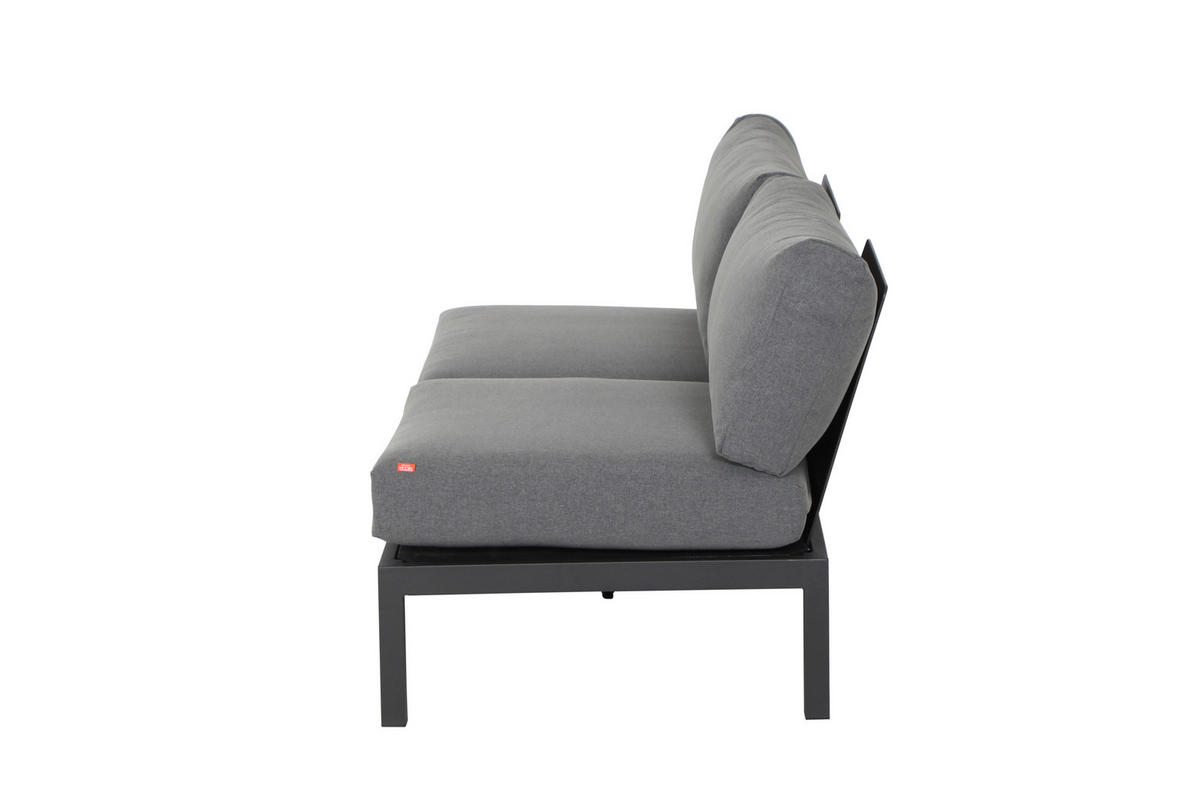 LOUNGEGARNITUR Teakholz massiv Aluminium  - Anthrazit/Grau, KONVENTIONELL, Holz/Textil (252/84/252cm) - Siena Garden