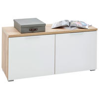 GARDEROBENBANK 97/47/40 cm  - Weiss/Eichefarben, Design, Glas/Holzwerkstoff (97/47/40cm) - Voleo