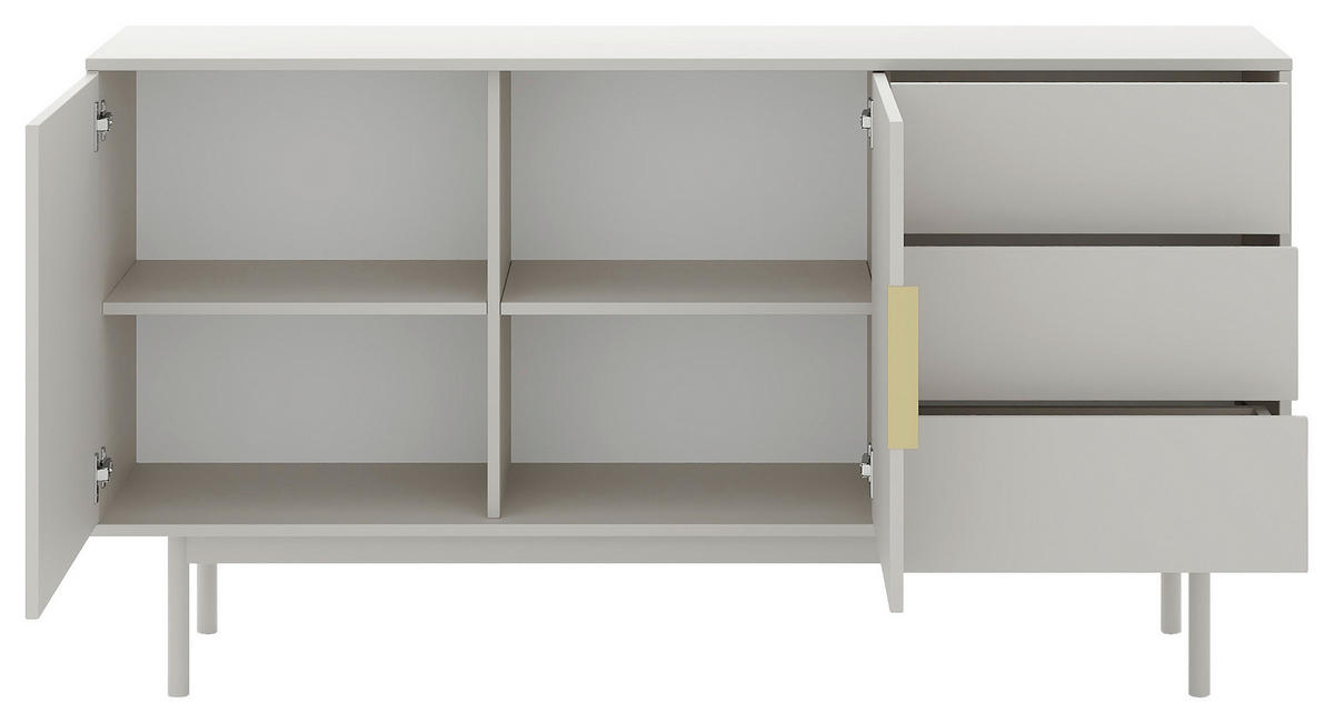 SIDEBOARD Viva  in 154/82/39 cm  - Kaschmir/Goldfarben, Design, Holzwerkstoff/Metall (154/82/39cm) - Xora