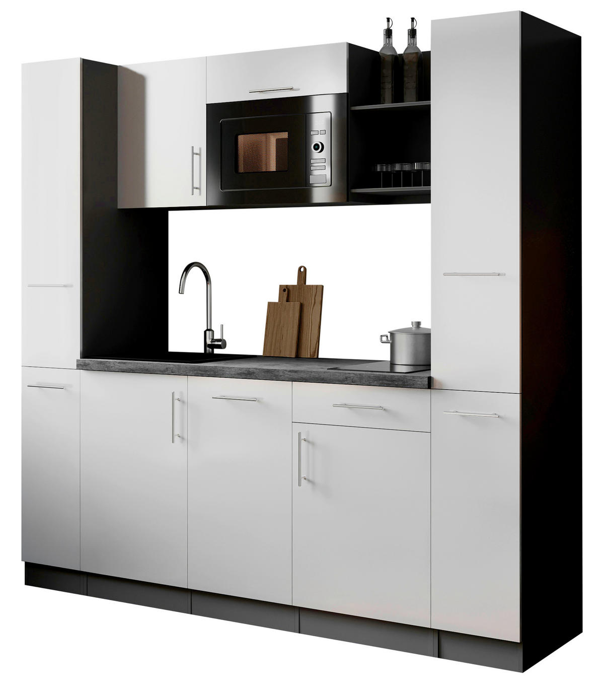 KUCHYNSKÝ BLOK 205 cm - sivá/biela, Trend, kov/kompozitné drevo (205cm) - Respekta