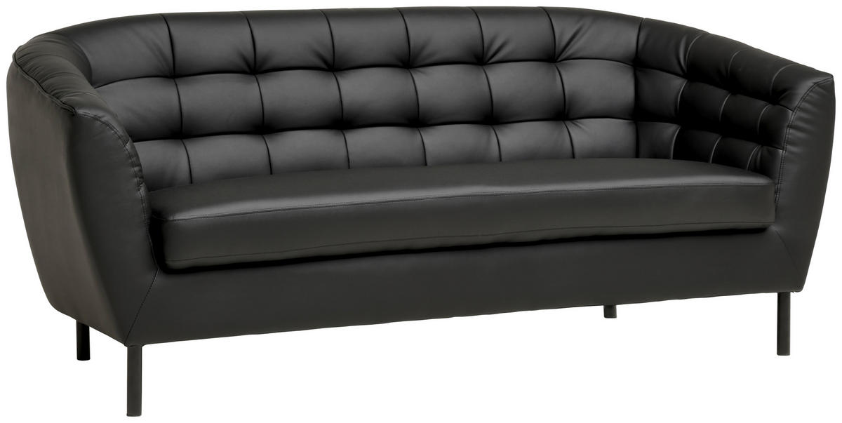 3-SITZER-SOFA Lederlook, Lederlook (vegan) Schwarz  - Schwarz, Design, Textil/Metall (191/78/84cm) - MID.YOU