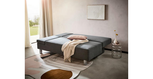 SCHLAFSOFA Flachgewebe Dunkelgrau - Chromfarben/Dunkelgrau, Design, Holz/Textil (205/77-93/99cm) - Novel