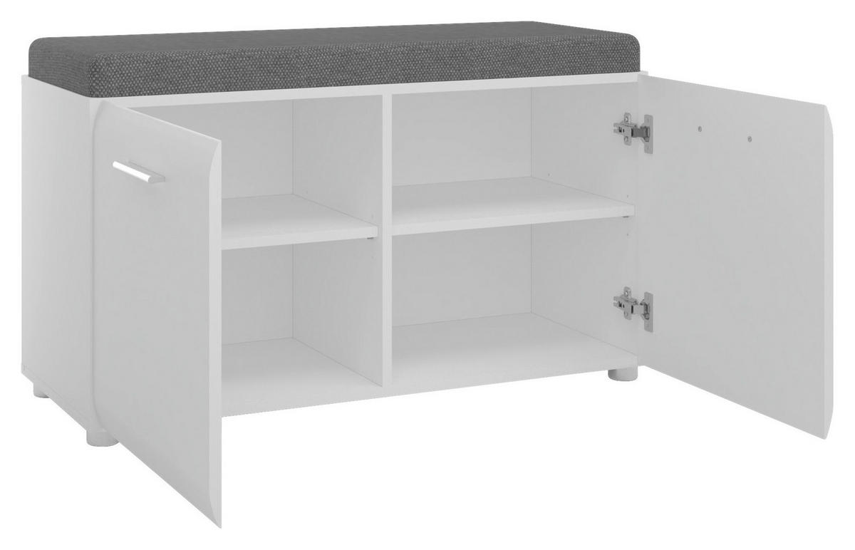 GARDEROBENBANK MERANO  in 96/56,3/39 cm  - Chromfarben/Weiß Hochglanz, MODERN, Kunststoff/Textil (96/56,3/39cm) - Boxxx