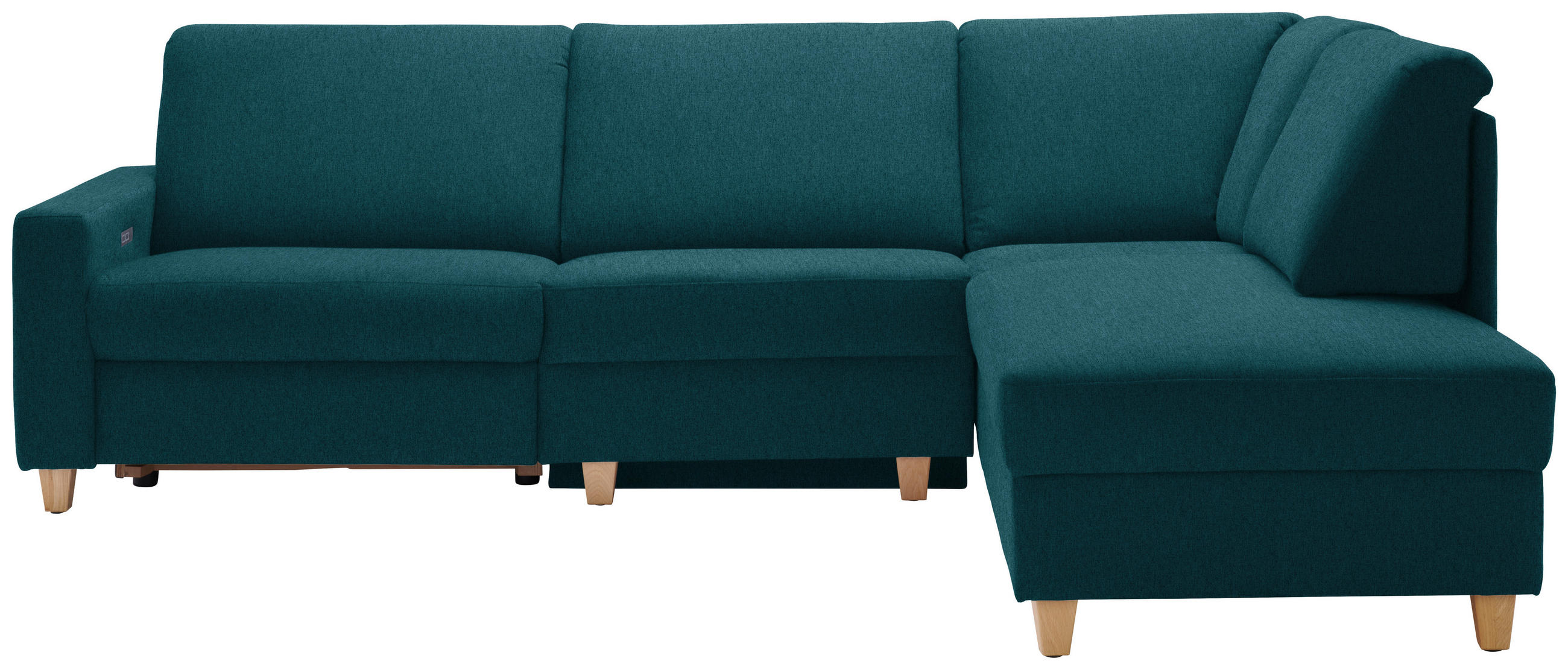 ECKSOFA in Flachgewebe Petrol  261/203 cm  - Eichefarben/Petrol, KONVENTIONELL, Holz/Textil (261/203cm) - Sedda