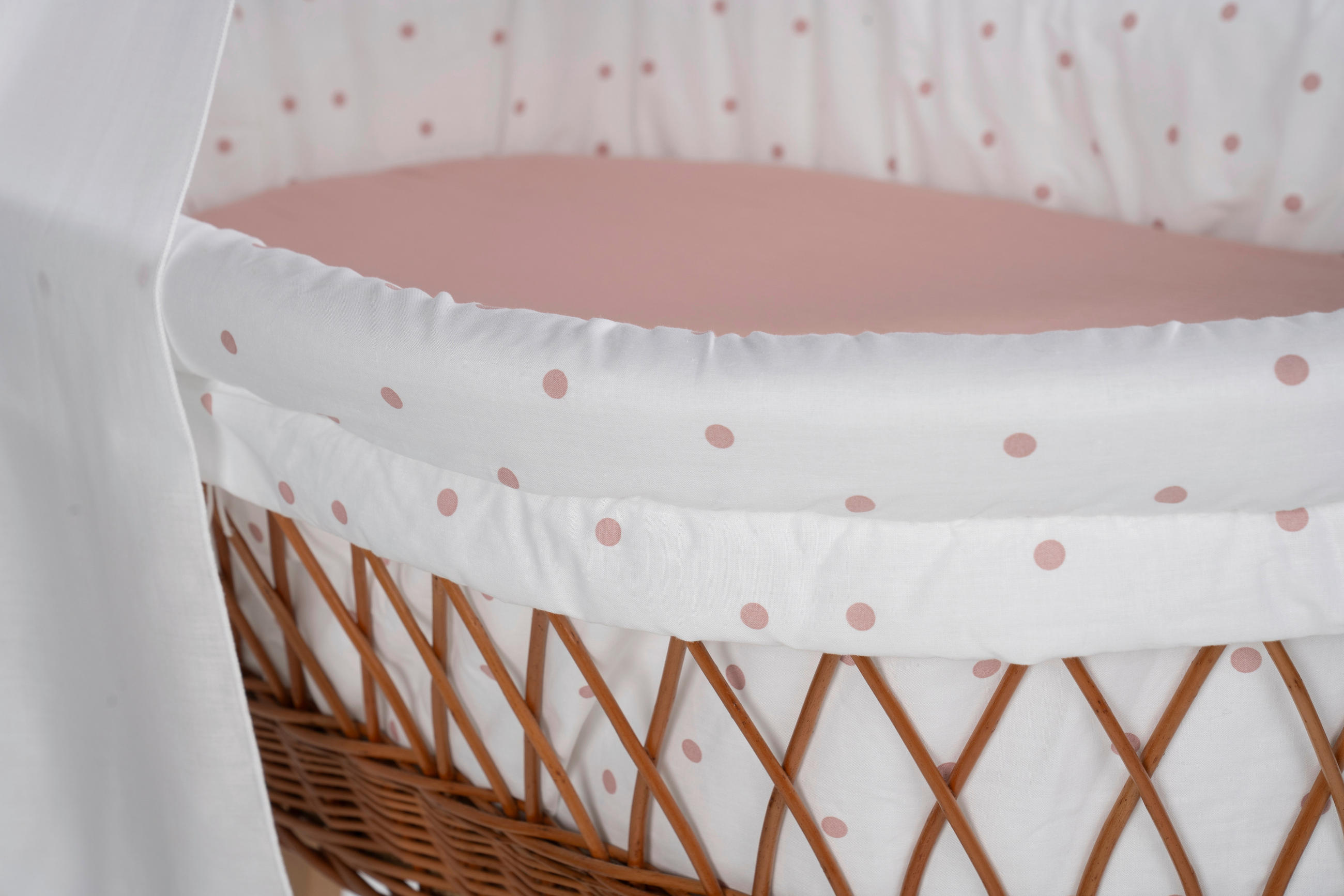 STUBENWAGEN-KOMPLETTSET Babybett Lounge natur Buche  Rosa, Weiß, Buchefarben  - Buchefarben/Rosa, Basics, Holz/Textil (60/167/100cm) - Mionido