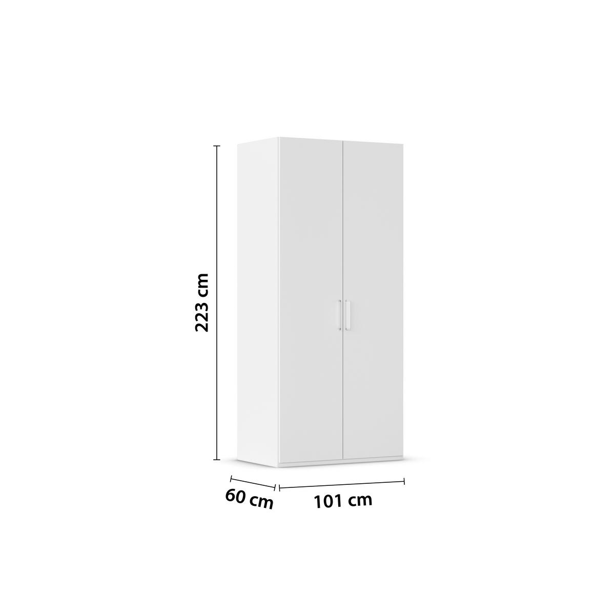 DREHTÜRENSCHRANK in Weiss  - Weiss/Silberfarben, Design, Holzwerkstoff/Kunststoff (101/223/60cm) - Novel