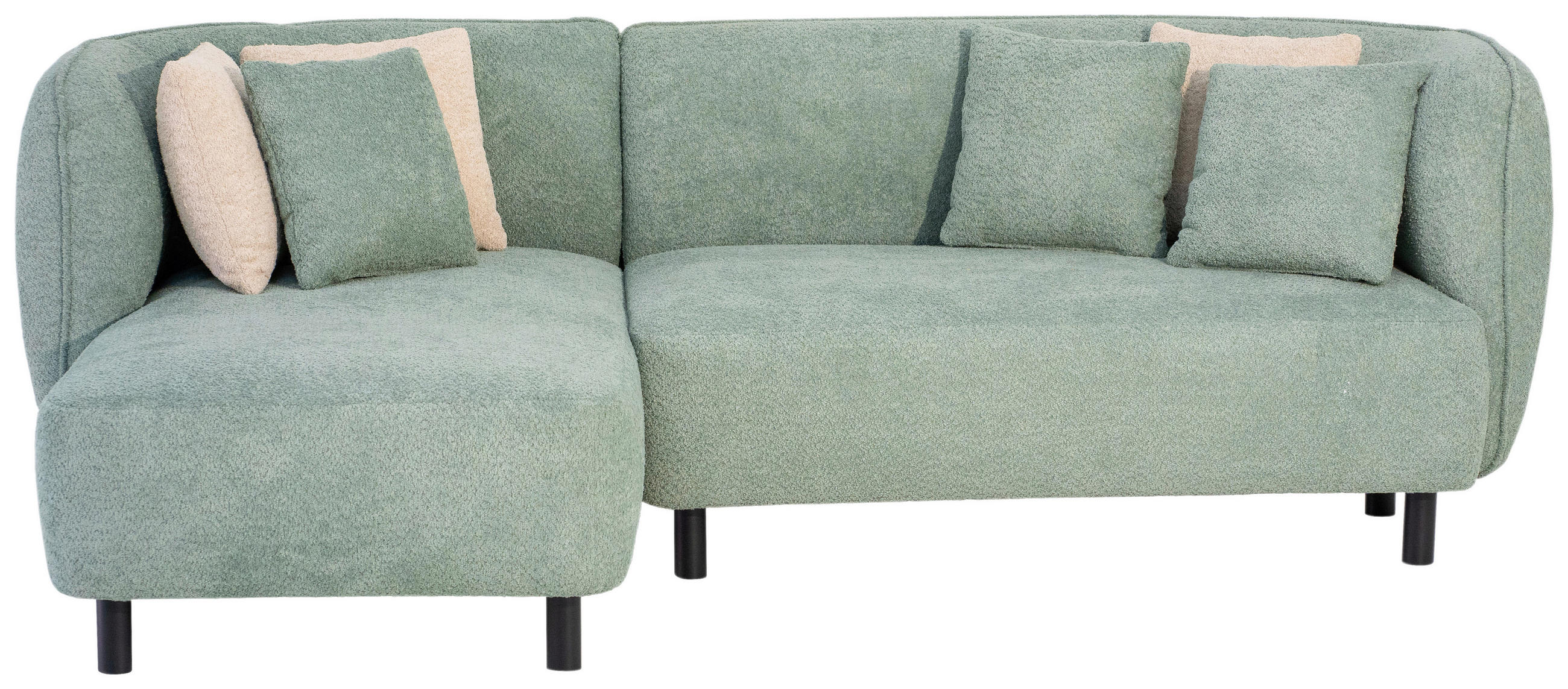 ECKSOFA Chenille Grün  - Beige/Schwarz, Design, Holz/Textil (148/236cm) - Lomoco