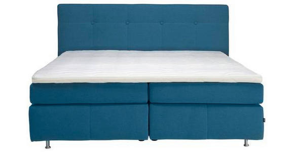 BOXSPRINGBETT 200/200 cm  in Blau  - Blau/Alufarben, KONVENTIONELL, Textil/Metall (200/200cm) - Dieter Knoll