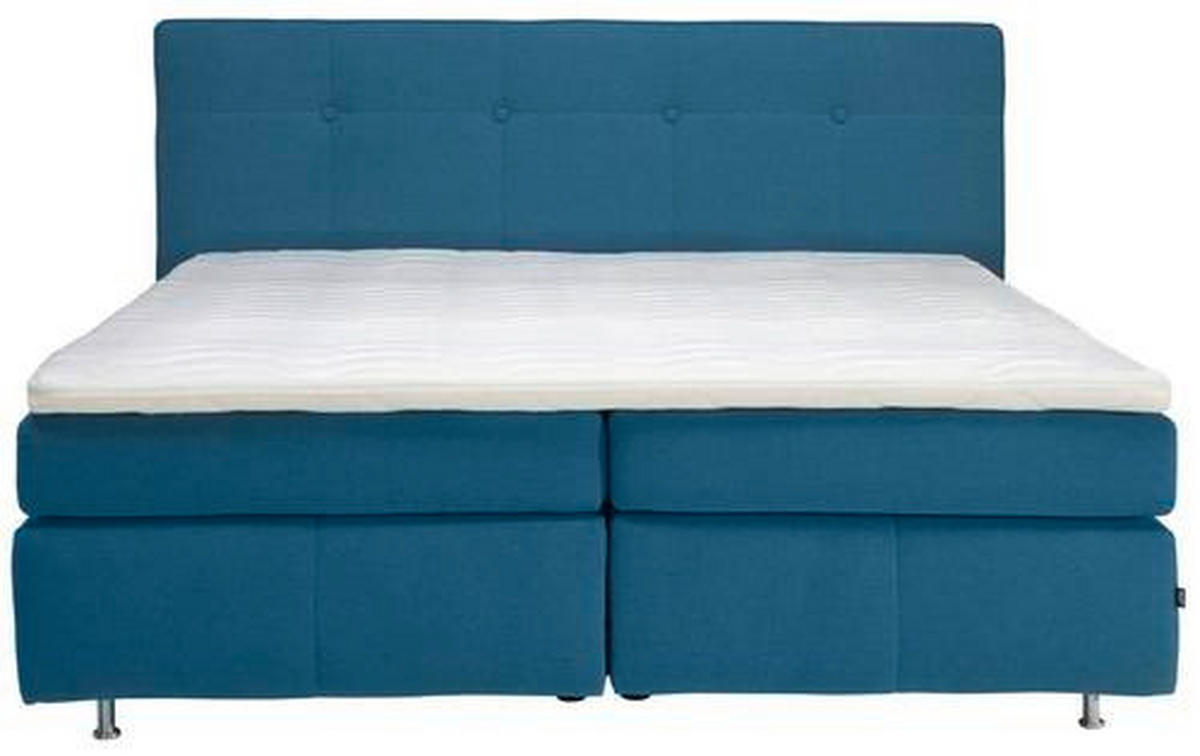 BOXSPRINGBETT 200/200 cm  in Blau  - Blau/Alufarben, Konventionell, Textil/Metall (200/200cm) - Dieter Knoll