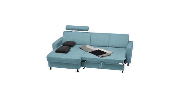 ECKSOFA  in Webstoff Hellblau  165/257 cm  - Schwarz/Hellblau, Design, Kunststoff/Textil (165/257cm) - Xora