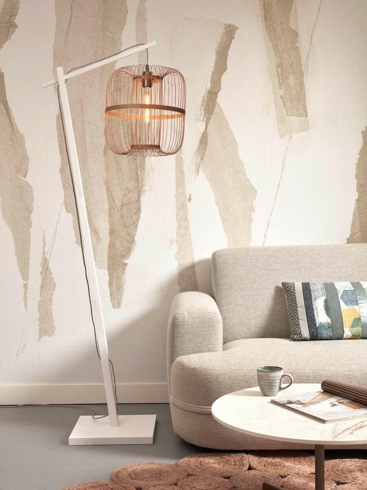 STOJACÍ LAMPA, 176/36/63 cm - bílá/přírodní barvy, Trend (176/36/63cm) - Good & Mojo